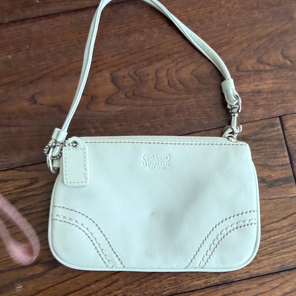 Coach Cream Leather Wristlet